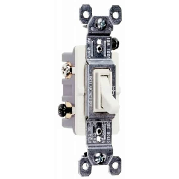Interruptor basculante de la serie TradeMaster Legrand, blanco, 15 A, 120 VAC, cable posterior, terminal de cable lateral - 663WGCACC20
