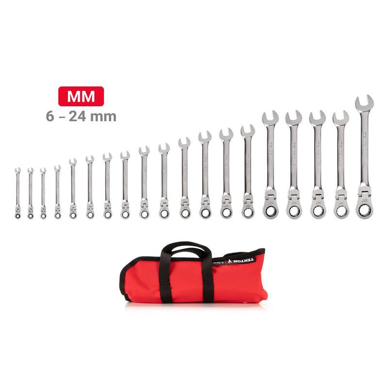 Juego de Llaves de Trinquete Flexibles de 12 Puntas TEKTON de 19 Piezas (6-24 mm) con Estuche - WRC95403