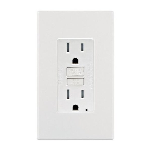 Placa de pared receptáculo GFCI Ezgeneration GFTR1-0PW de 15 amperios a 125 V - EZ155868