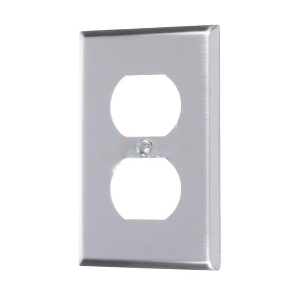 Placa de receptáculo eléctrico rectangular de acero inoxidable - AI-37059