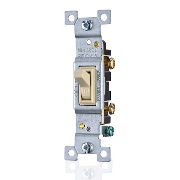 Interruptor de luz de palanca en marfil Faith, un polo, interruptor de 15 amperios, tornillo de puesta a tierra, 120V, paquete de 10 - SSK2-IV-10
