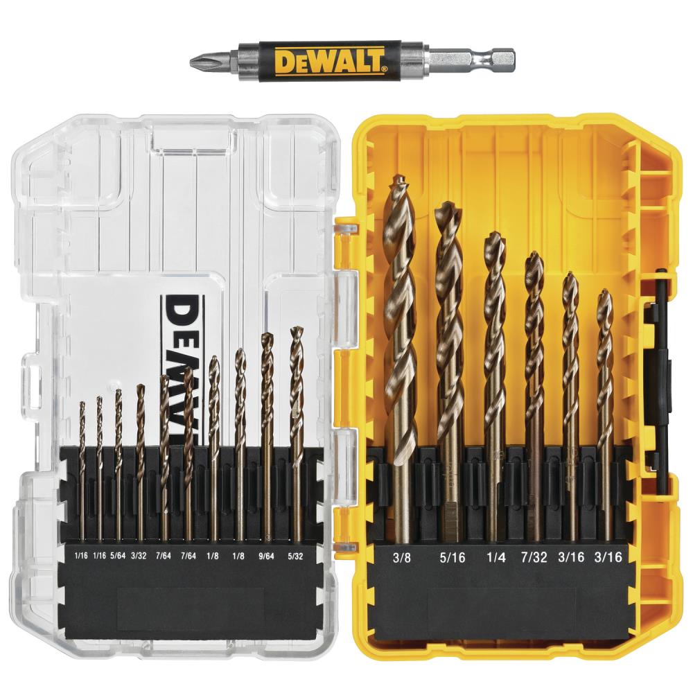 DEWALT Juego de Brocas Twist de Acero de Alta Velocidad Recubierto con Oro de 18 Piezas - DW1170