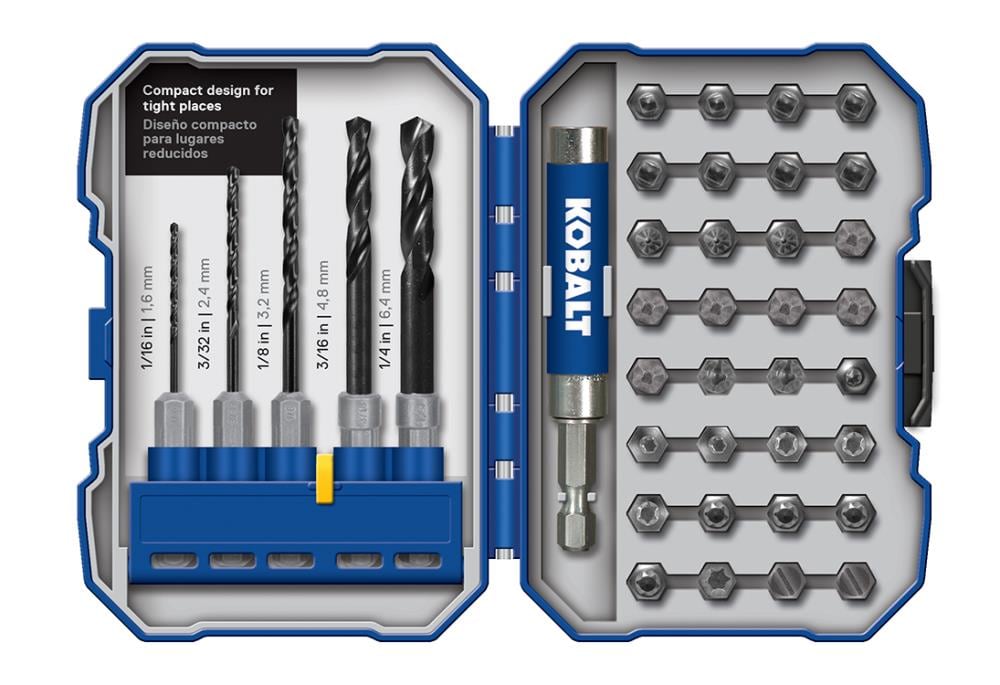 Kobalt Juego de 38 piezas de brocas helicoidales de cobalto surtidas con recubrimiento de óxido negro Hss de longitud estándar - 89931
