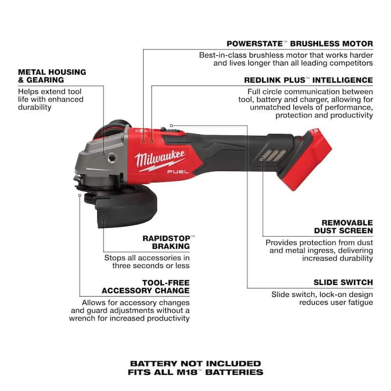 Martillo rotativo inalámbrico Milwaukee M18 18V de iones de litio sin escobillas de 1 pulgada SDS-Plus con mango en D y amoladora angular M18 FUEL - 2613-20-2889-20