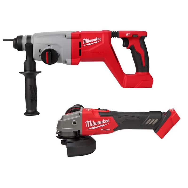 Martillo rotativo inalámbrico Milwaukee M18 18V de iones de litio sin escobillas de 1 pulgada SDS-Plus con mango en D y amoladora angular M18 FUEL - 2613-20-2889-20