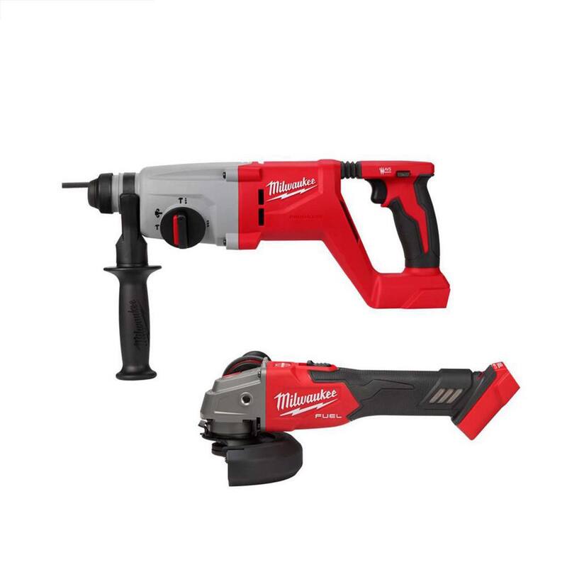 Martillo rotativo inalámbrico Milwaukee M18 18V de iones de litio sin escobillas de 1 pulgada SDS-Plus con mango en D y amoladora angular M18 FUEL - 2613-20-2889-20