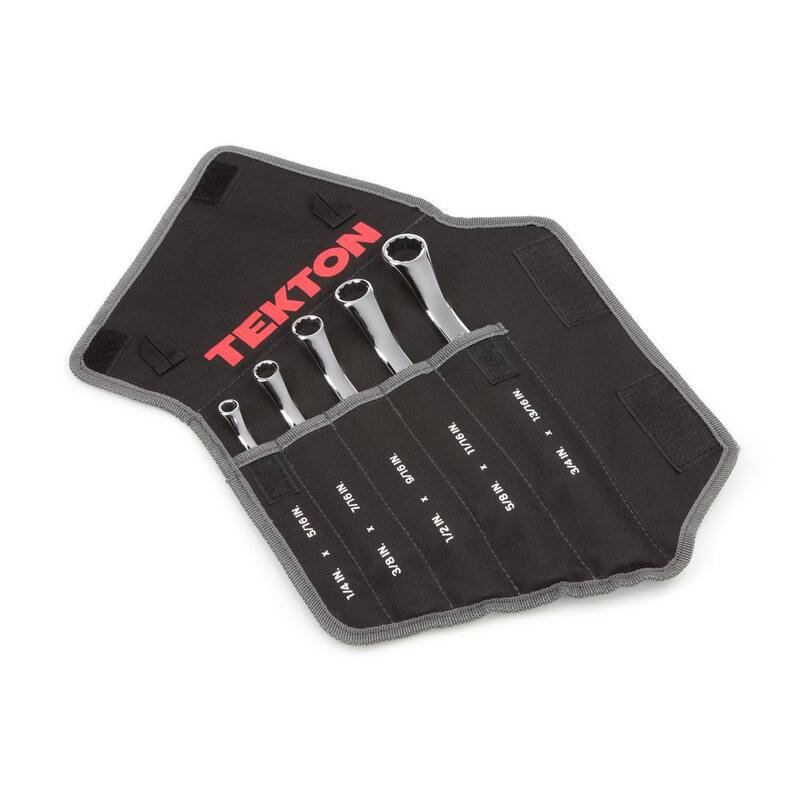 Juego de llaves de extremo de caja offset de 45 grados TEKTON, 5 piezas (1/4-13/16 pulg.) - Estuche - WBE23505