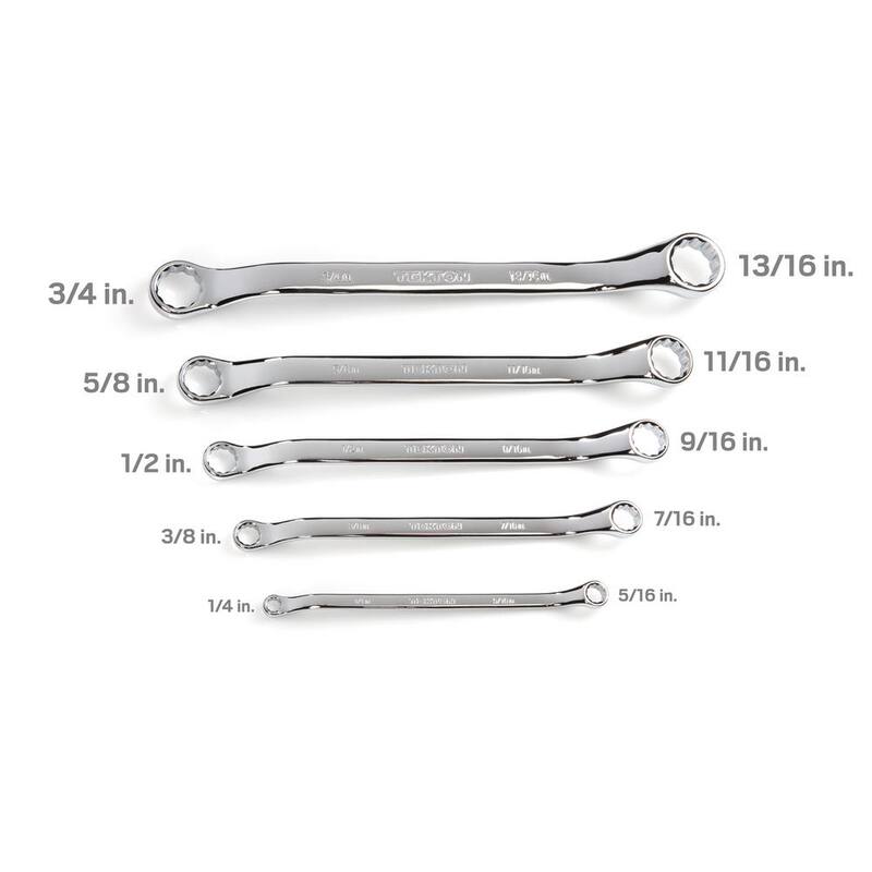 Juego de llaves de extremo de caja offset de 45 grados TEKTON, 5 piezas (1/4-13/16 pulg.) - Estuche - WBE23505