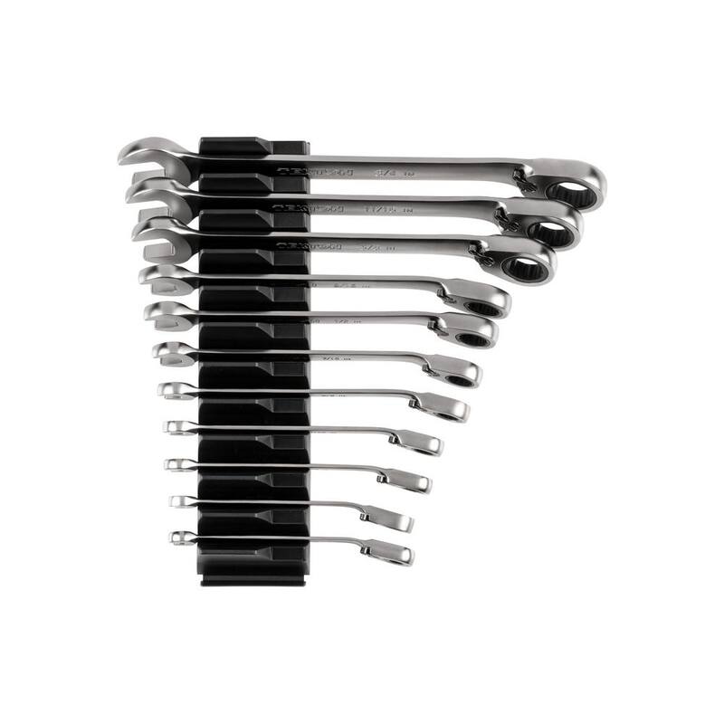 Juego de llaves combinadas reversibles de trinquete de 12 puntos TEKTON de 11 piezas (1/4-3/4 pulg.) con organizador modular ranurado - WRC94300.