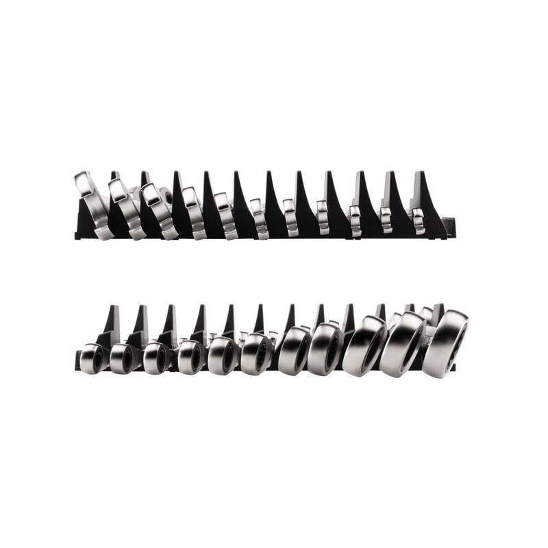 Juego de llaves combinadas reversibles de trinquete de 12 puntos TEKTON de 11 piezas (1/4-3/4 pulg.) con organizador modular ranurado - WRC94300.