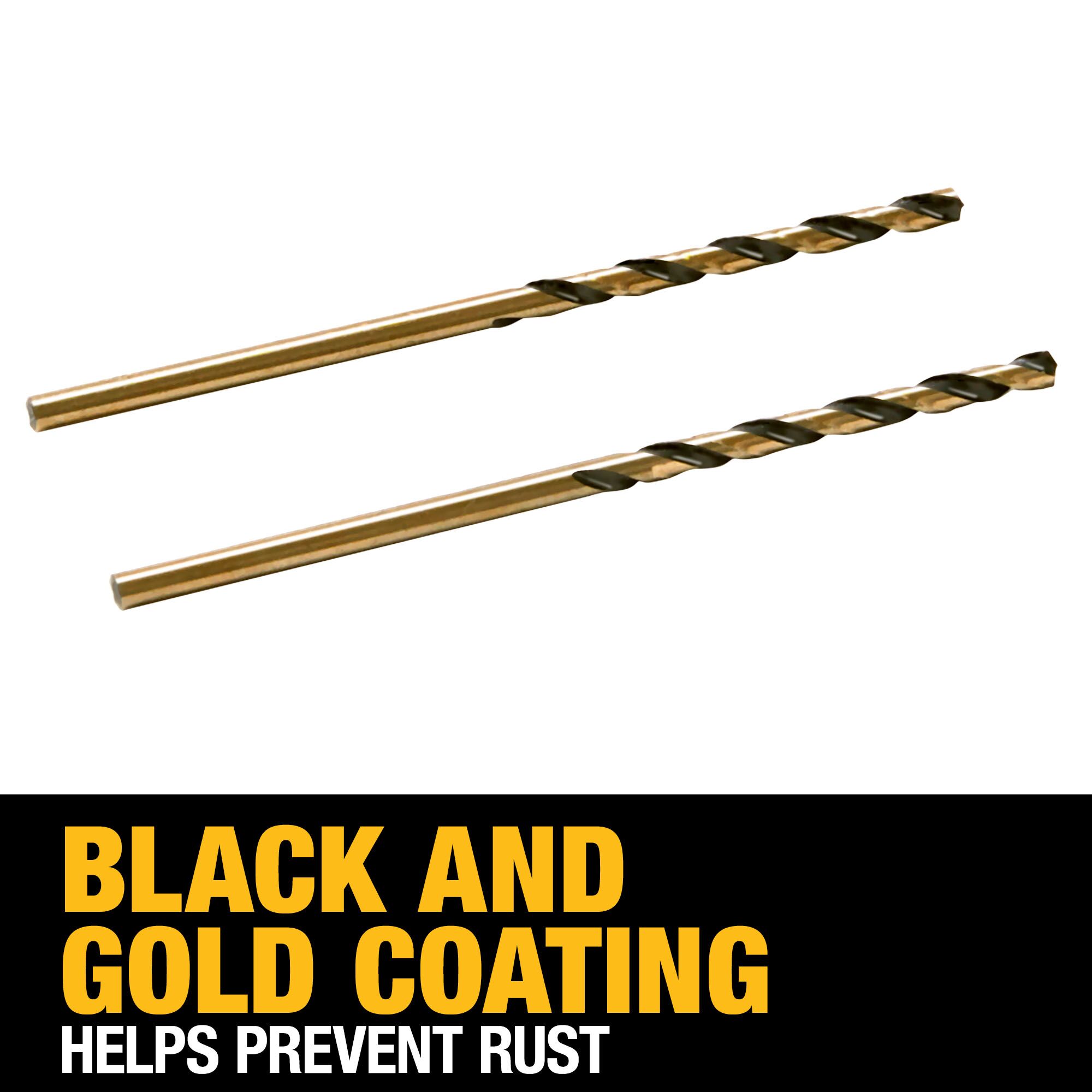 DEWALT 2 Piezas 5/64 pulgadas x 2 pulgadas Broca de torsión de longitud cónica recubierta de óxido negro de HSS - DW1105