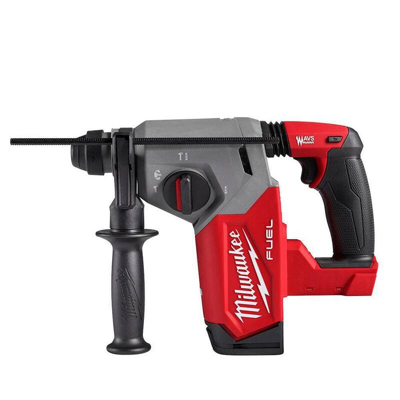 Martillo rotativo inalámbrico Milwaukee M18 FUEL 18V de 1 pulgada SDS-Plus con motor sin escobillas de litio (Herramienta solamente) con juego de brocas de carburo (8 piezas) - 2912-20-48-20-7673.