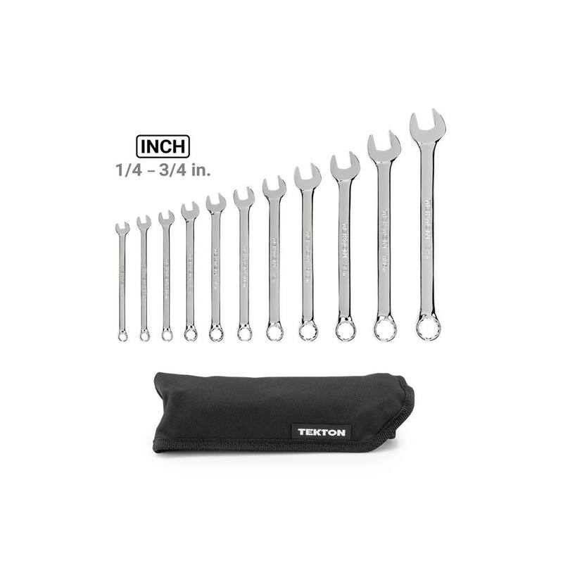 Juego de llaves combinadas TEKTON de 1/4 a 3/4 pulgadas con estuche (11 piezas) - WCB94101