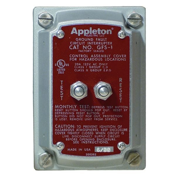 Cubierta GFCI para ubicaciones peligrosas de 20A de Appleton Electric 120/240VAC - GFS1