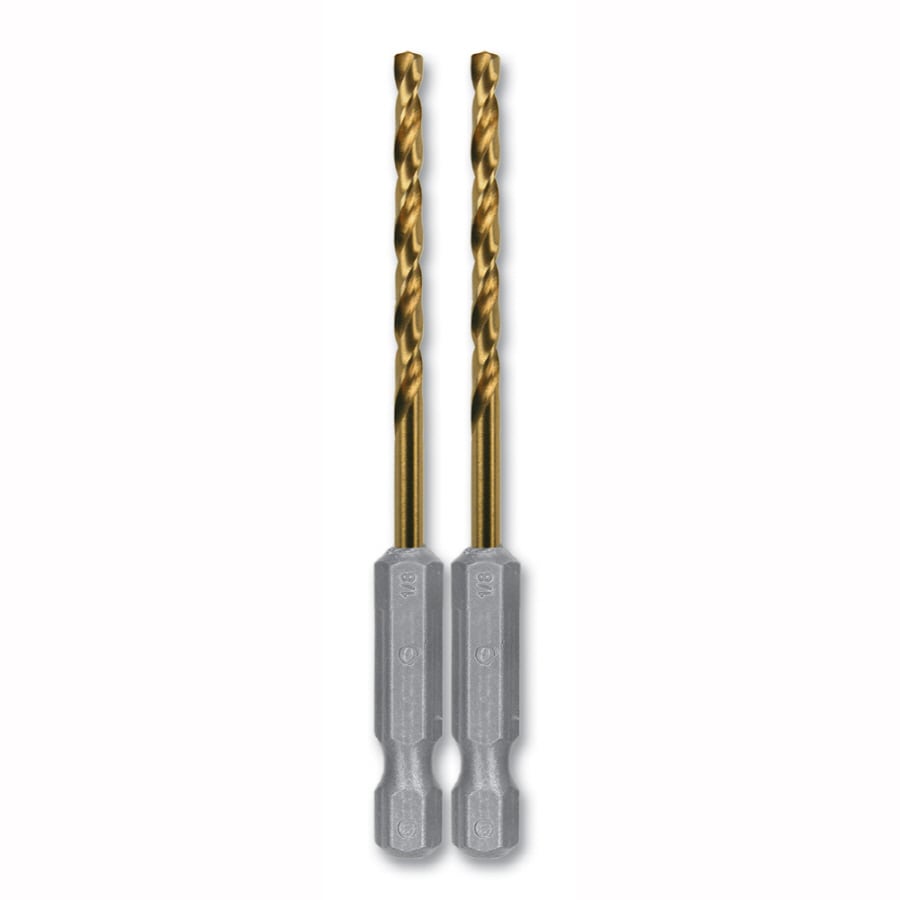 Kobalt Juego de 2 brocas helicoidales de longitud para trabajo de 1/8 pulgadas x 2-1/2 pulgadas de titanio - 80804
