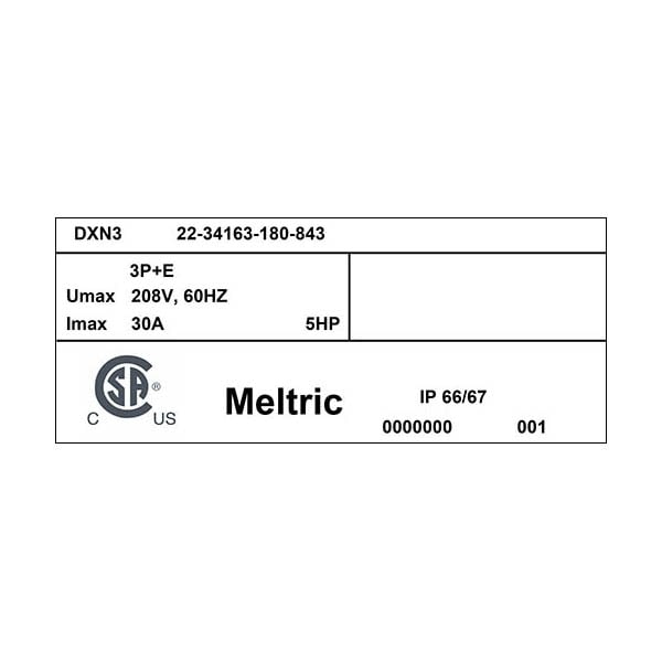 Meltric 22-34163-180-843 TOMACORRIENTE CON TAPA DE APERTURA DE 180 GRADOS Y PASADOR PARA CANDADO - 22-34163-180-843