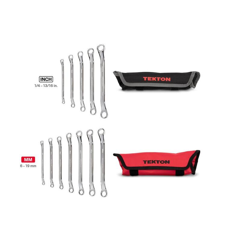 Juego de llaves combinadas de caja offset de 45 grados TEKTON, 12 piezas (1/4-13/16 pulgadas, 6-19 mm) - Estuche - WBE94301