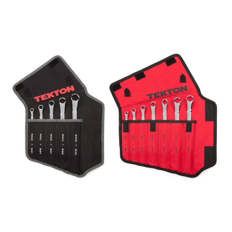 Juego de llaves combinadas de caja offset de 45 grados TEKTON, 12 piezas (1/4-13/16 pulgadas, 6-19 mm) - Estuche - WBE94301