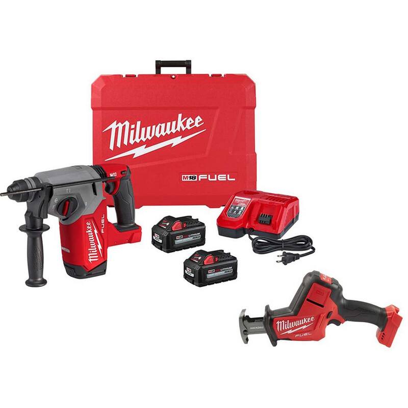 Milwaukee M18 FUEL 18-Volt Lithium-Ion Brushless 1 in. Kit de martillo rotativo inalámbrico SDS-Plus con FUEL HACKZALL - 2912-22-2719-20.