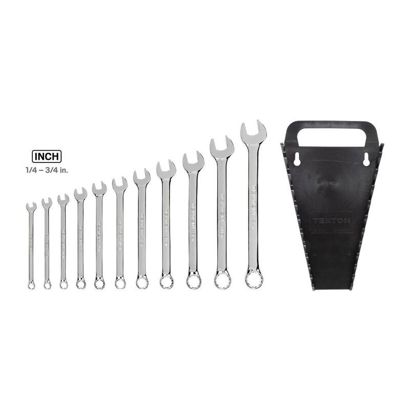 Estuche de Llaves Combinadas TEKTON de 1/4 pulgadas a 3/4 pulgadas con Guarda Llaves (11 Piezas) - WCB91101
