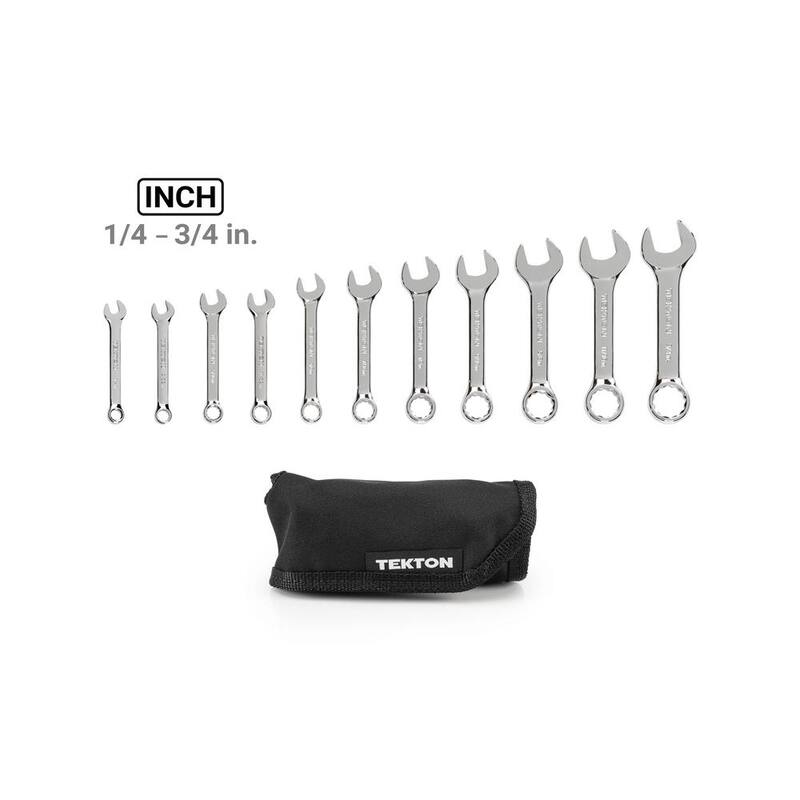 Juego de llaves combinadas TEKTON de 1/4 a 3/4 pulgadas con estuche (11 piezas) - WCB94401