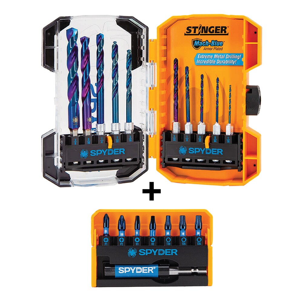 Set de brocas helicoidales de acero de alta velocidad de 18 piezas surtidas x Spyder Spyder Stinger - 19017-8 BONUS