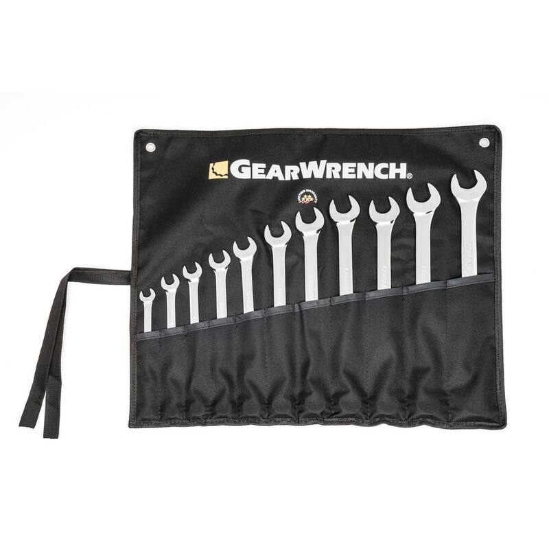Juego de llaves combinadas GEARWRENCH de patrón largo de 12 puntos en medidas SAE con estuche (11 piezas) - 81934