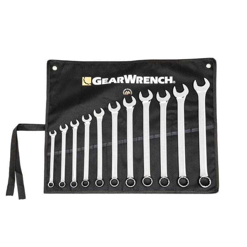 Juego de llaves combinadas GEARWRENCH de patrón largo de 12 puntos en medidas SAE con estuche (11 piezas) - 81934