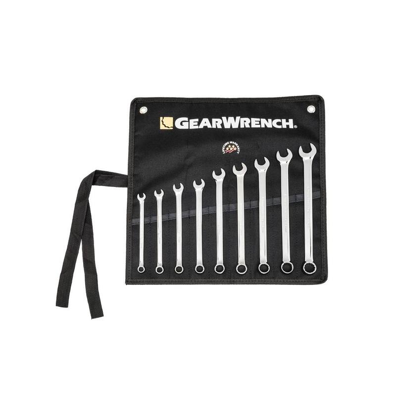 Juego de llaves combinadas métricas de patrón largo de 12 puntos GEARWRENCH con estuche de herramientas (9 piezas) - 81932
