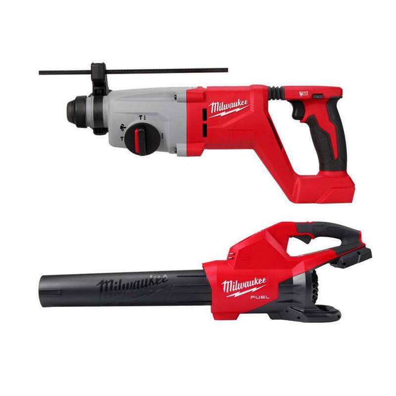 Rotary Hammer Milwaukee M18 18V de iones de litio sin escobillas inalámbrico de 1 pulgada SDS-Plus con mango en D y soplador de batería doble M18 - 2613-20-2824-20