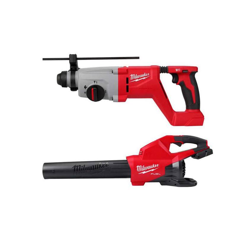 Rotary Hammer Milwaukee M18 18V de iones de litio sin escobillas inalámbrico de 1 pulgada SDS-Plus con mango en D y soplador de batería doble M18 - 2613-20-2824-20