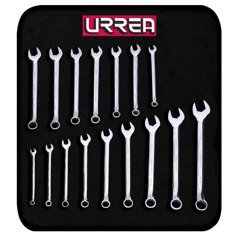 Juego de llaves de combinación métricas y estándar URREA (16 piezas) - 1200FC.