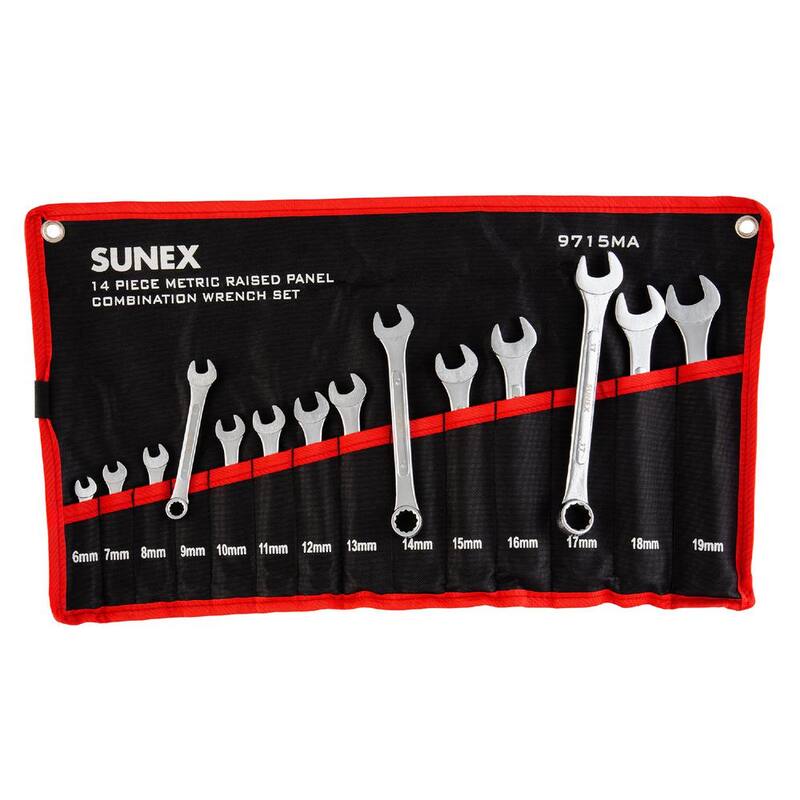 Herramientas SUNEX Juego de Llaves Combinadas de Panel Elevado Métricas (14 Piezas) - 9715A