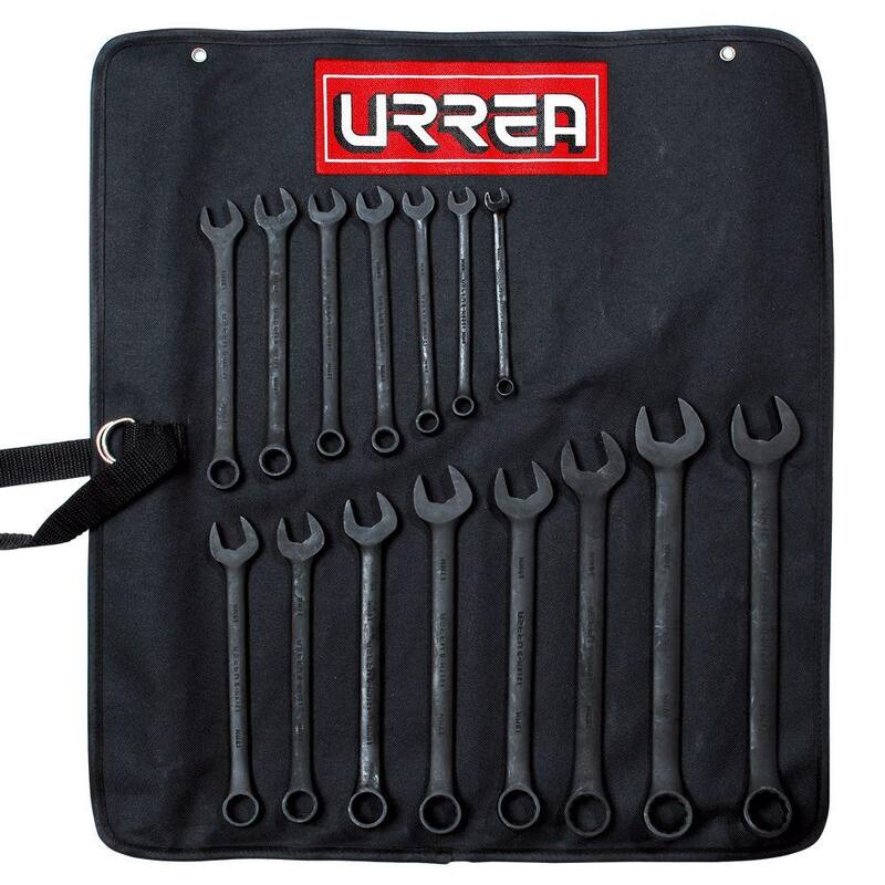 Juego de llaves combinadas URREA de 12 puntos con acabado negro (15 piezas) - 1200FMB.