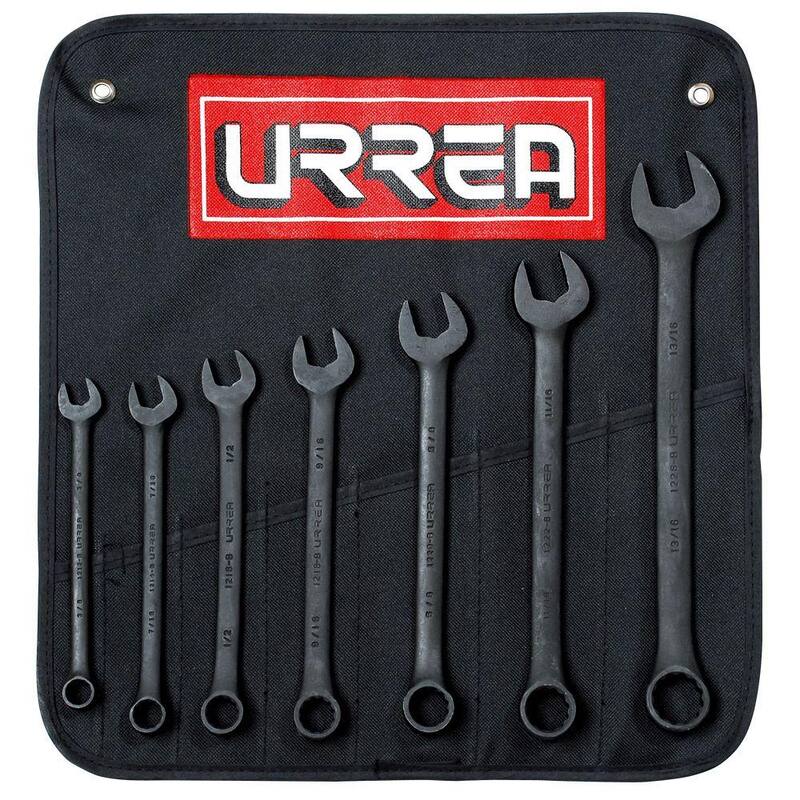 Juego de llaves combinadas de 12 puntos con acabado negro URREA (7 piezas) - 1200HB