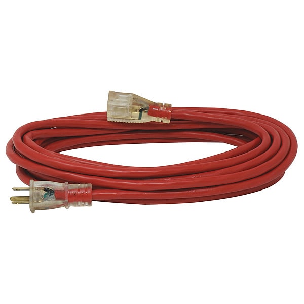 Cable de extensión SJTW Southwire, 14 AWG, para exteriores, 14/3, 1 toma, 5-15R, rojo, PVC, 5-15P, 25 pies - 2487SW8804