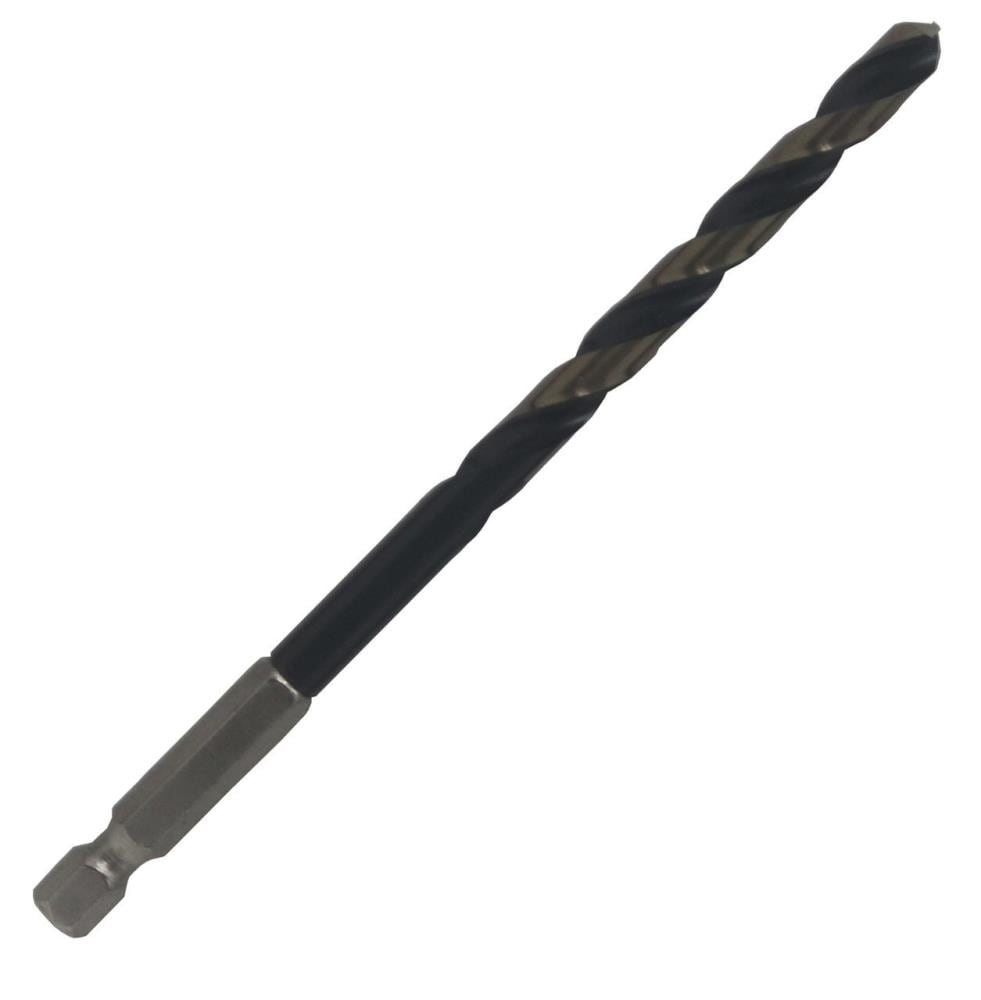 Broca de torsión de longitud de operario de 9/32 pulgadas x 4-1/4 pulgadas recubierta de negro y dorado en alta velocidad de 12 piezas de Drill America - KFDHEX9/32P12.