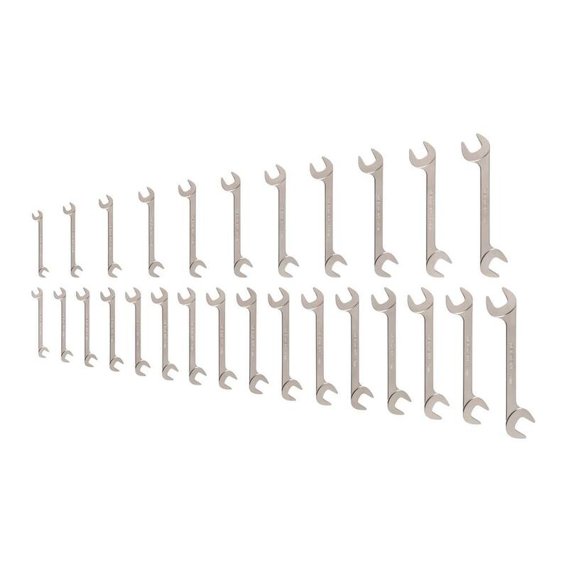 Juego de Llaves de Extremo Abierto con Cabeza Angular TEKTON 3/8-1 in., 10-27 mm (27 piezas) - WAE93002