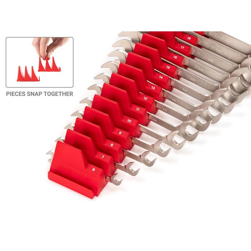 Juego de Llaves de Tubo de Cabeza Angular Abierta TEKTON de 1/4 a 3/4 pulgadas, 6 a 19 mm con Organizador Modular de Llaves (25 piezas) - WAE93501