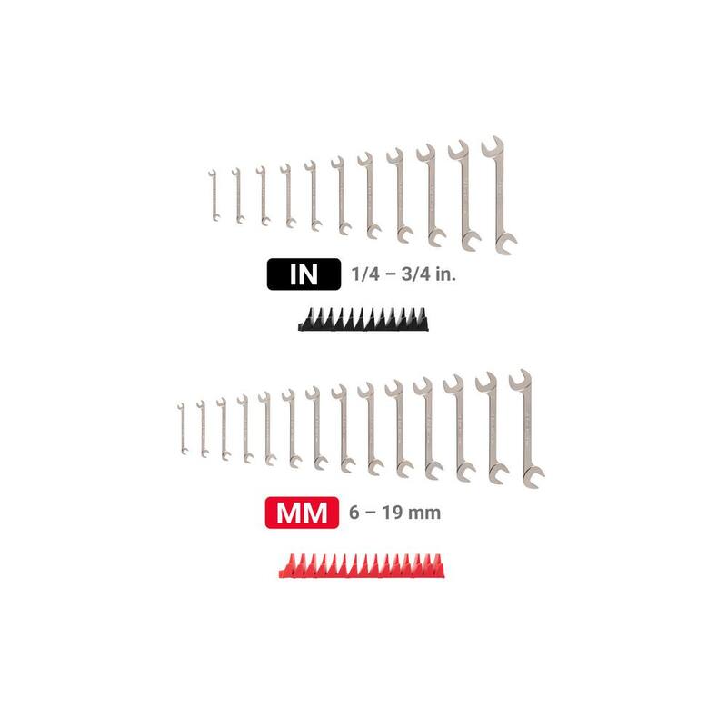 Juego de Llaves de Tubo de Cabeza Angular Abierta TEKTON de 1/4 a 3/4 pulgadas, 6 a 19 mm con Organizador Modular de Llaves (25 piezas) - WAE93501