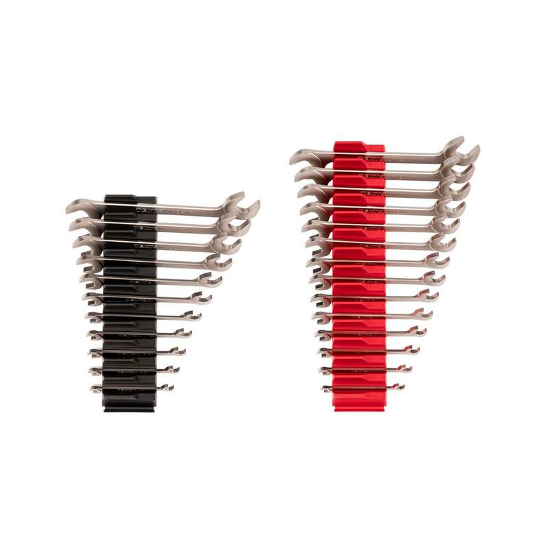 Juego de Llaves de Tubo de Cabeza Angular Abierta TEKTON de 1/4 a 3/4 pulgadas, 6 a 19 mm con Organizador Modular de Llaves (25 piezas) - WAE93501