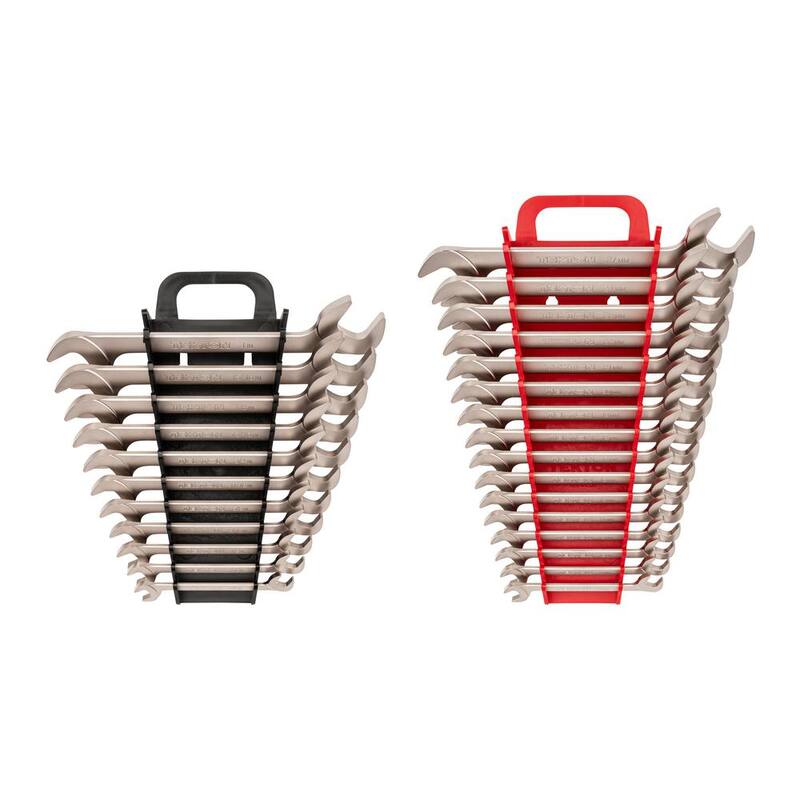Set de llaves de cuadro abierto con cabezal en ángulo de 3/8 a 1 pulgada, 10 a 27 mm con soporte (27 piezas) - WAE93202