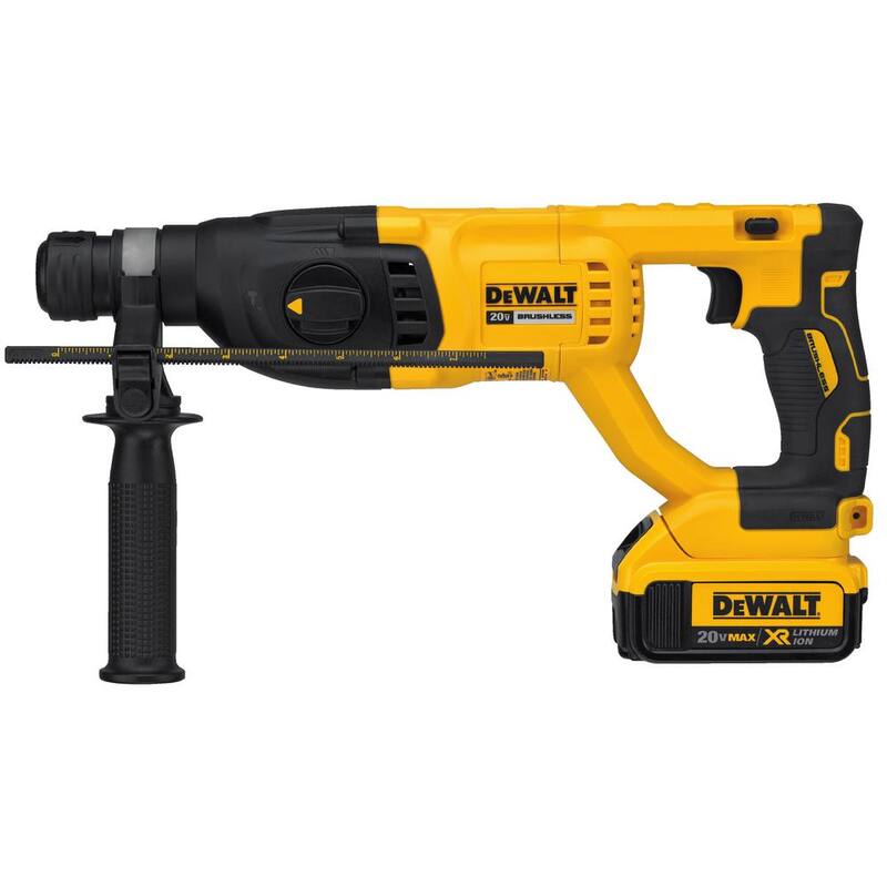 Martillo rotativo inalámbrico DEWALT 20V MAX sin escobillas de 1 pulgada SDS Plus con mango en D, (1) batería de litio de 20V 5.0Ah y cargador - DCB205CKW133B