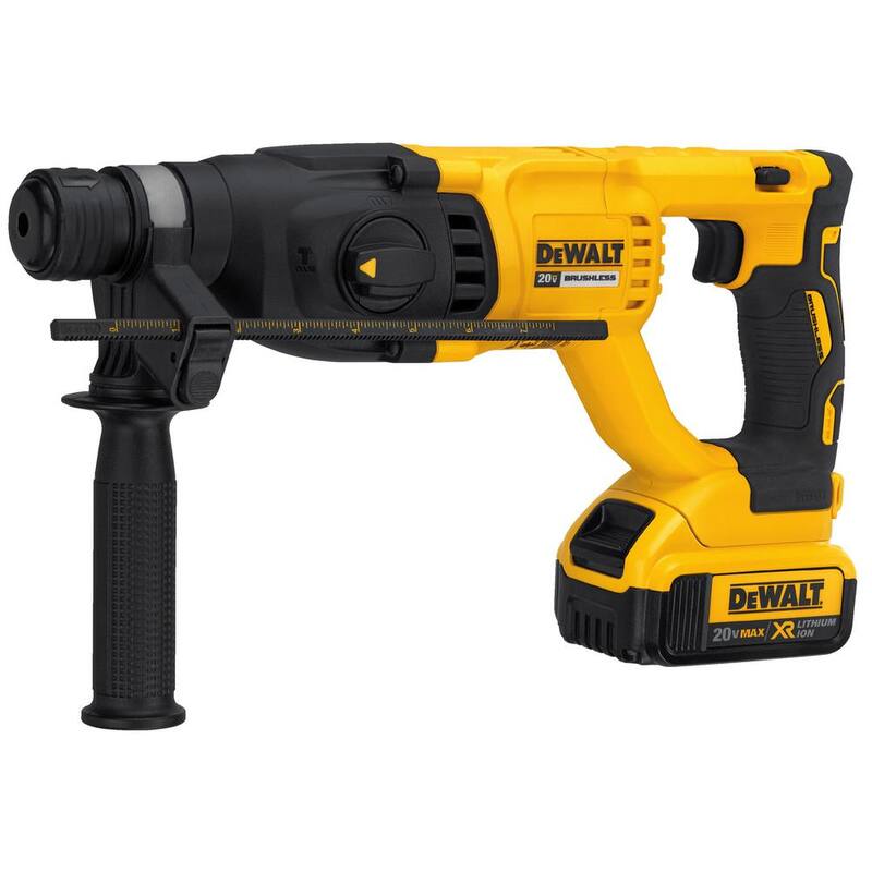 Martillo rotativo inalámbrico DEWALT 20V MAX sin escobillas de 1 pulgada SDS Plus con mango en D, (1) batería de litio de 20V 5.0Ah y cargador - DCB205CKW133B
