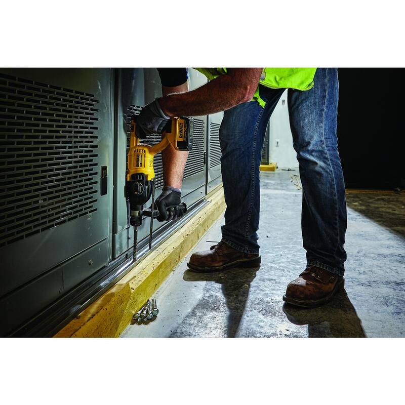 Martillo rotativo inalámbrico DEWALT 20V MAX sin escobillas de 1 pulgada SDS Plus con mango en D, (1) batería de litio de 20V 5.0Ah y cargador - DCB205CKW133B