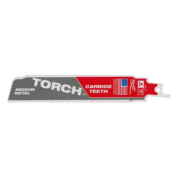 Milwaukee Tool 6 in. 10 TPI SAWZALL THE TORCH with Carbide Teeth for Medium Metal (5 pk) - 48-00-5551