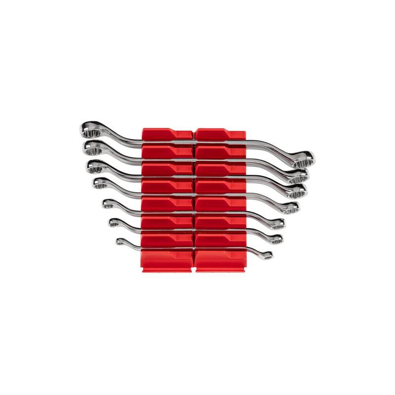 Juego de llaves combinadas de extremo de caja de offset de 45 grados TEKTON de 6 mm a 19 mm con organizador modular ranurado (7 piezas) - WBE95201
