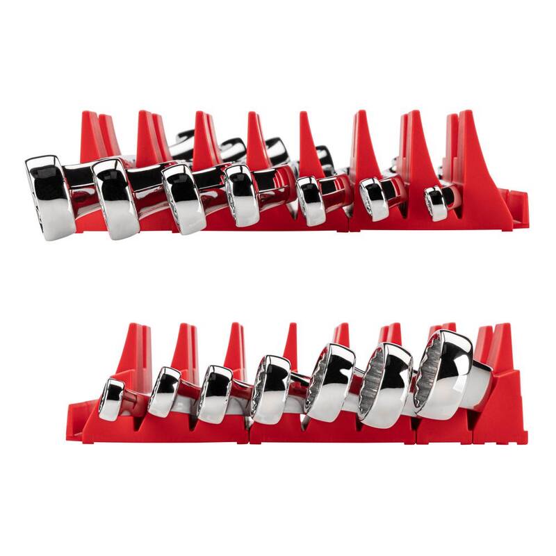 Juego de llaves combinadas de extremo de caja de offset de 45 grados TEKTON de 6 mm a 19 mm con organizador modular ranurado (7 piezas) - WBE95201