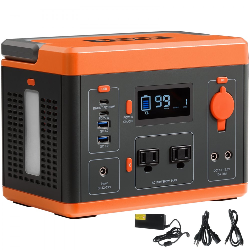 VEVOR Portable Power Station Solar Generator 296Wh 300W Backup Lithium Battery - BXSCNDYMC296WSGUCV1