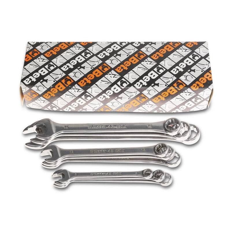 Juego de llaves combinadas de acero inoxidable Beta de 42 pulgadas (11 piezas) - 42INOX/S11